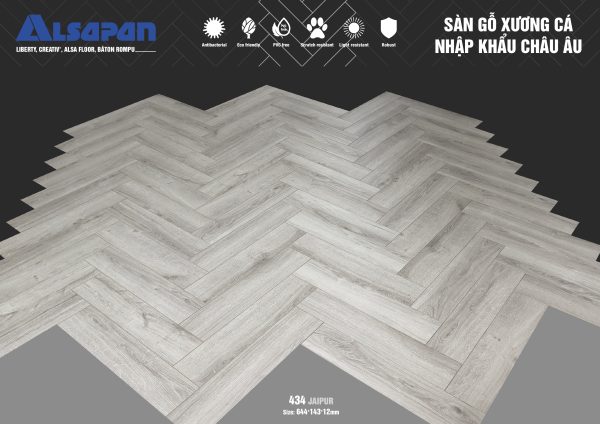 Sàn gỗ xương cá Alsa 12mm 434