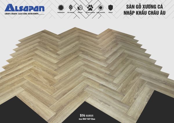 Sàn gỗ xương cá Alsa 12mm 514