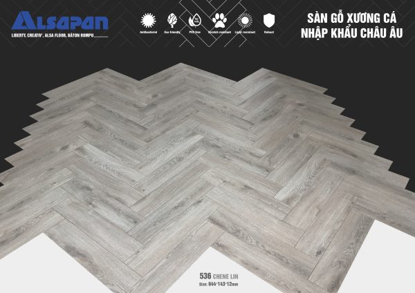 Sàn gỗ xương cá Alsa 12mm 536