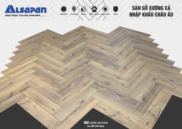 Sàn gỗ xương cá Alsa 12mm 562