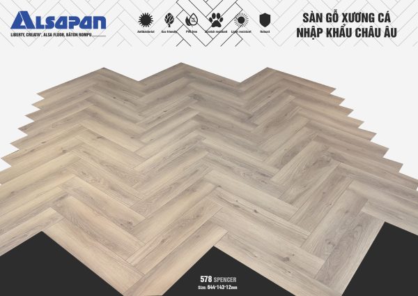 Sàn gỗ xương cá Alsa 12mm 578