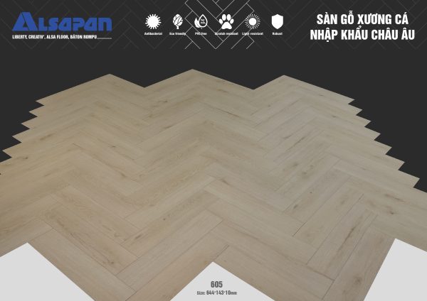 Sàn gỗ xương cá Alsa 10mm 605