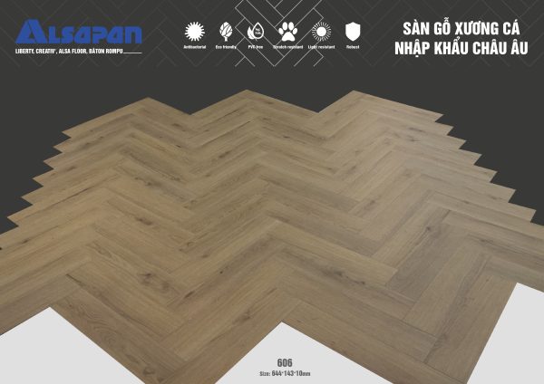 Sàn gỗ xương cá Alsa 10mm 606