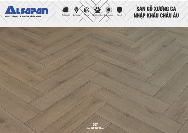 Sàn gỗ xương cá Alsa 10mm 607