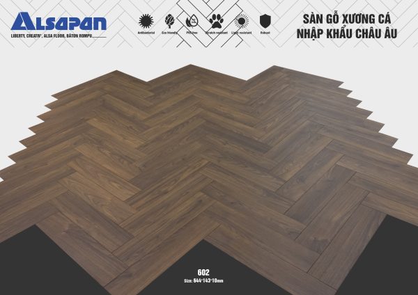 Sàn gỗ xương cá Alsa 10mm 602