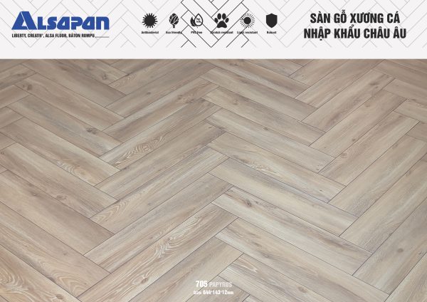 Sàn gỗ xương cá Alsa 12mm 705