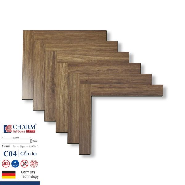 Sàn Gỗ Charm Xương Cá 12mm Cốt Xanh C04