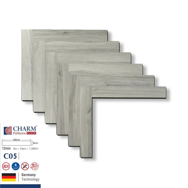 Sàn Gỗ Charm Xương Cá Cốt Xanh 12mm C05