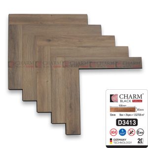Sàn Gỗ Xương Cá Charm Cốt Đen 12mm D3413