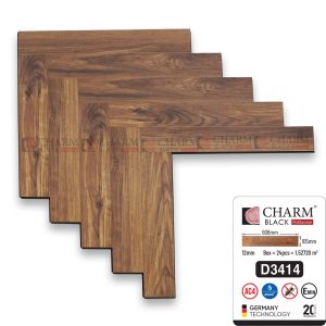Sàn Gỗ Xương Cá Charm Cốt Đen 12mm D3414