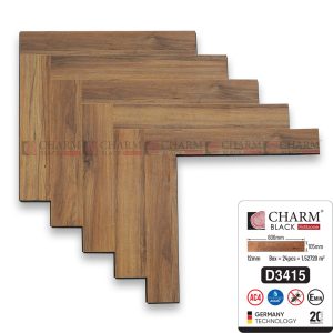 Sàn Gỗ Xương Cá Charm Cốt Đen 12mm D3415
