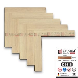 Sàn Gỗ Xương Cá Charm Cốt Đen 12mm D3418