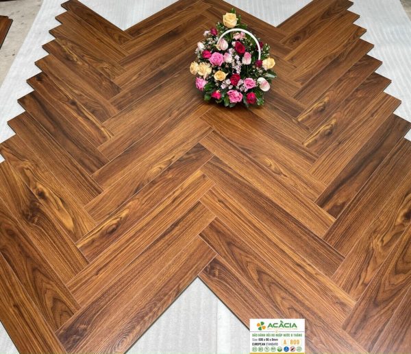 Sàn Gỗ Xương Cá Acacia 8mm A809 Cốt Xanh