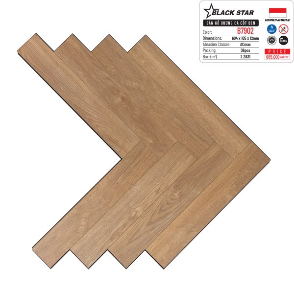 Sàn gỗ cốt đen xương cá Black Star B7902