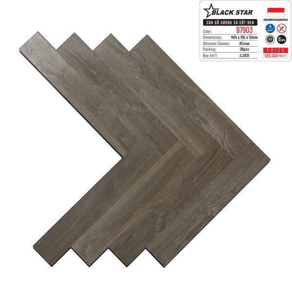 Sàn Gỗ Xương Cá Cốt Đen Black Star B7903