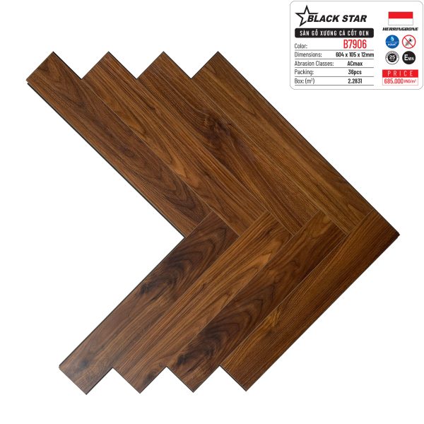 Sàn Gỗ Xương Cá Cốt Đen Black Star B7906