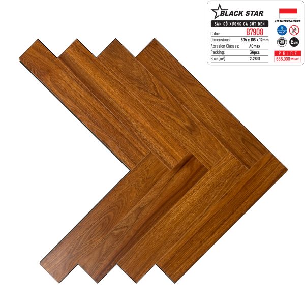 Sàn Gỗ Xương Cá Cốt Đen Black Star B7908
